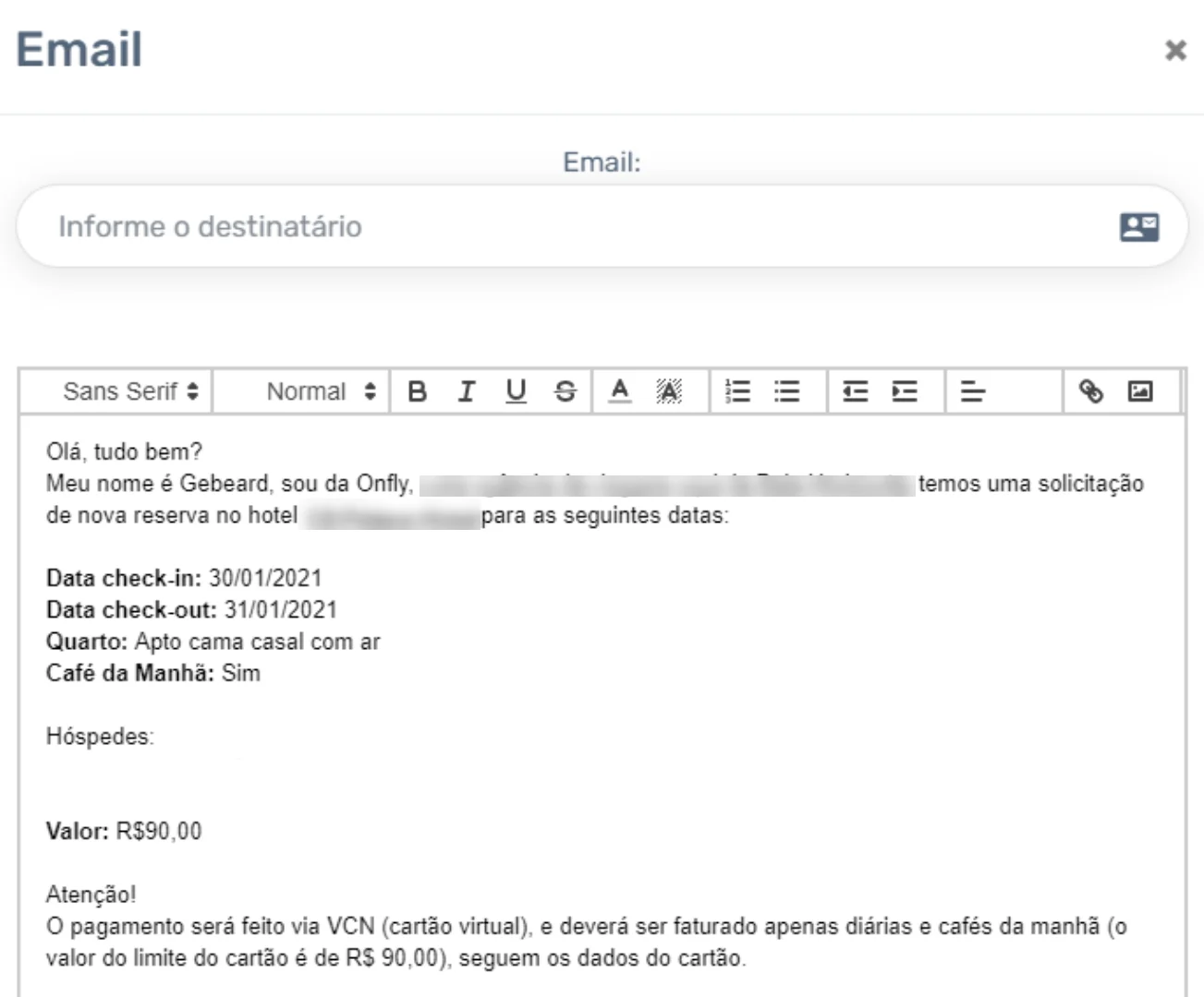 Experiência de reserva