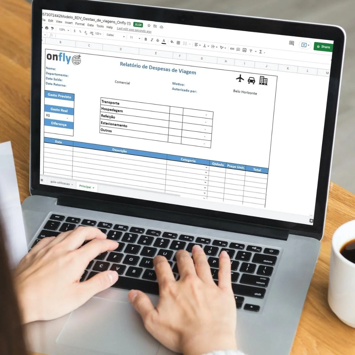 Planilha rdv para relatórios de despesas de viagens