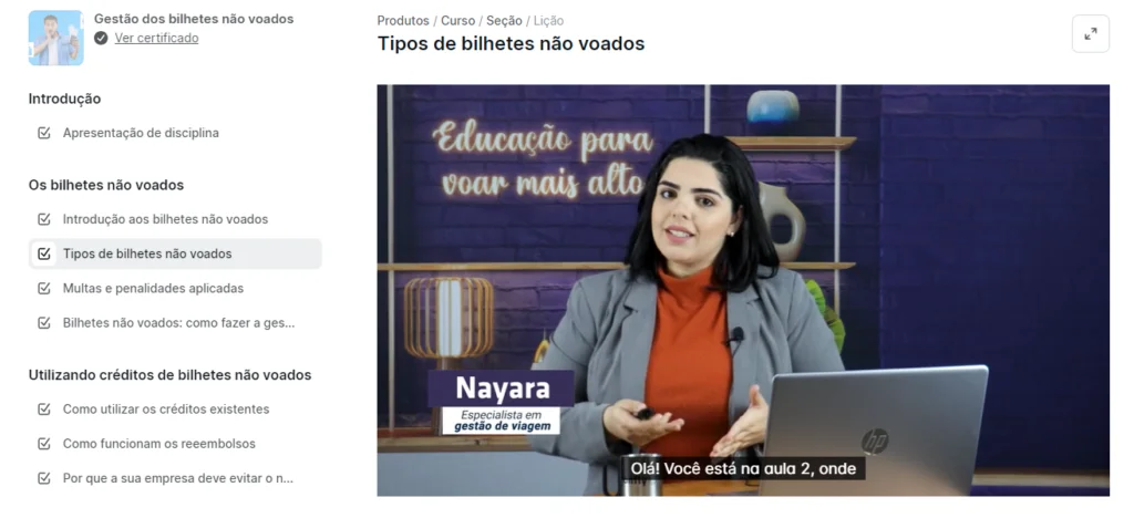 curso gestão de bilhetes não voados