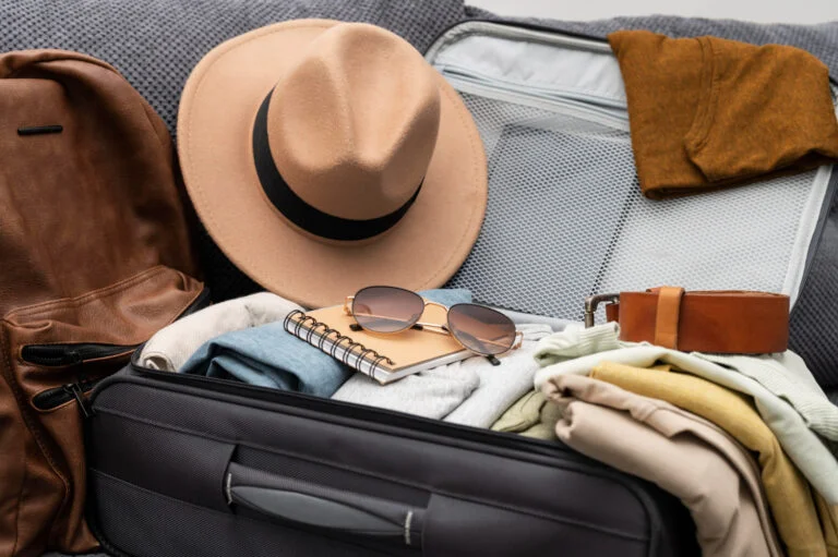Mala sem roupa amassada na viagem.